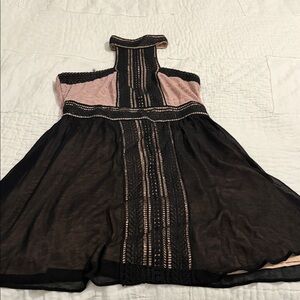 VENUS Black and Blush Pink Lace Trim Dress
